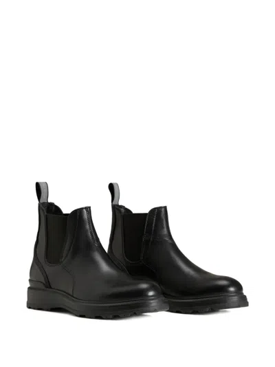 Woolrich Elastic-panelled Leather Boots In Black