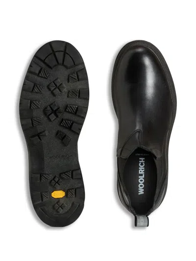 Woolrich Elastic-panelled Leather Boots In Black