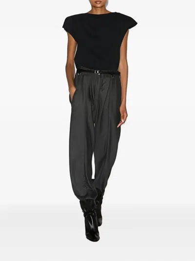 Isabel Marant Herringbone-pattern Elastic-waist Trousers In Gray