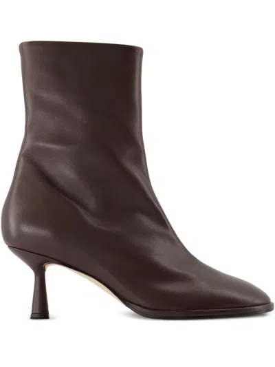 Aeyde 65mm Dorothy Leather Ankle Boots In Brown