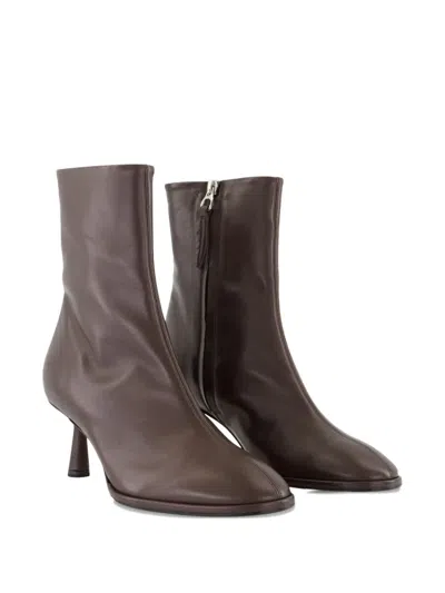 Aeyde 65mm Dorothy Leather Ankle Boots In Brown