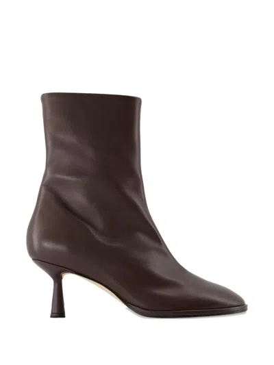 Aeyde 65mm Dorothy Leather Ankle Boots In Brown