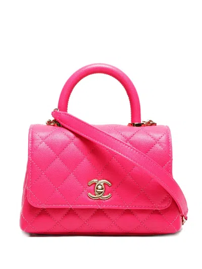 Pre-owned Chanel 2021-2025 Coco Two-way Handbag In Pink