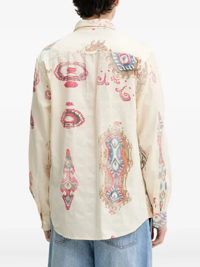 Desigual Abstract-print Pocket Shirt In Neutral