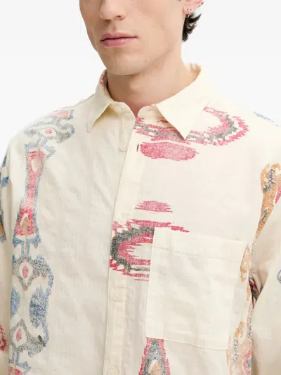 Desigual Abstract-print Pocket Shirt In Neutral