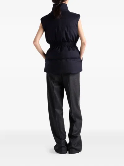 Prada Padded Triangle-logo Gilet In Blue