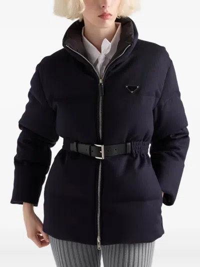 Prada Loden Down Jacket In Blue