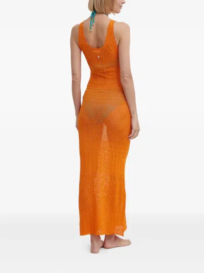 镂空针织超长沙滩连衣裙