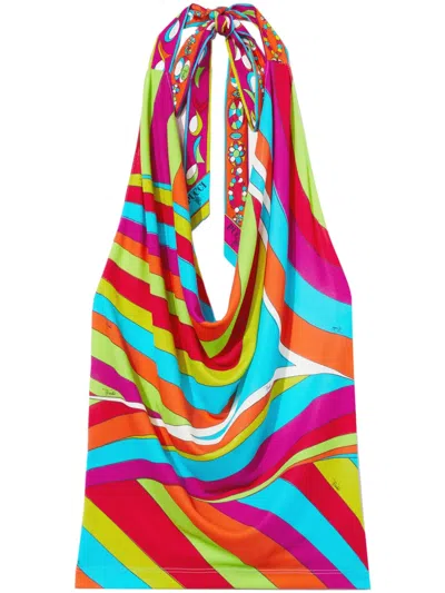Pucci Iride-print Halterneck Top In Pink