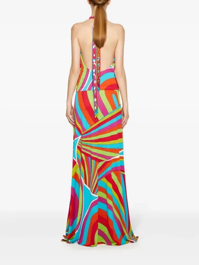 Pucci Iride-print Halterneck Top In Pink