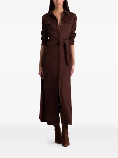 Alice And Olivia Chassidy Belted Midi Dress In Brown