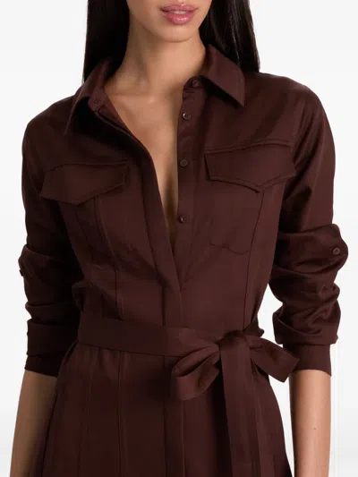 Alice And Olivia Chassidy Belted Midi Dress In Brown