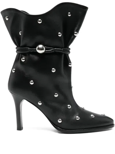 Isabel Marant Draped Leather Ankle Boots With Stiletto Heel In Black