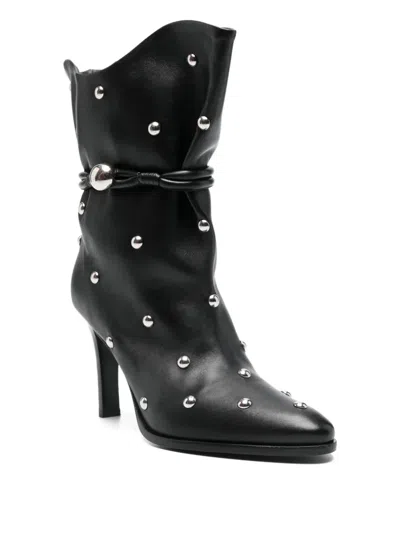 Isabel Marant Draped Leather Ankle Boots With Stiletto Heel In Black