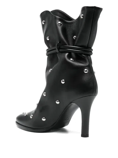 Isabel Marant Draped Leather Ankle Boots With Stiletto Heel In Black
