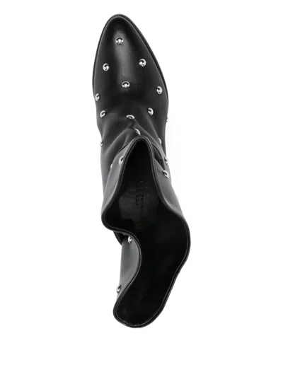 Isabel Marant Draped Leather Ankle Boots With Stiletto Heel In Black