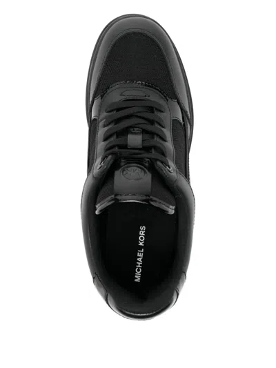 Michael Kors Emmy Leather And Mesh Wedge Trainer In Black