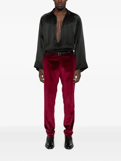Karl Lagerfeld Tube Velvet Trousers In Red