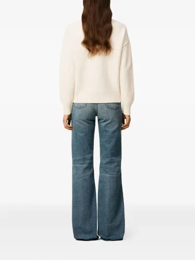 Ami Alexandre Mattiussi Relaxed-fit Wool Sweater With Heart Motif In Neutral