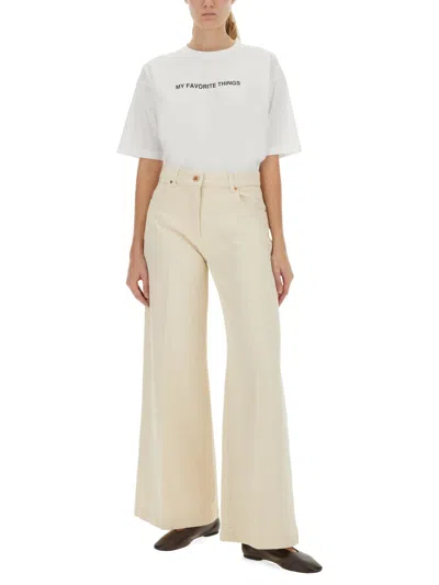 Aspesi Graphic Print Relaxed Fit Crew Neck Top In White