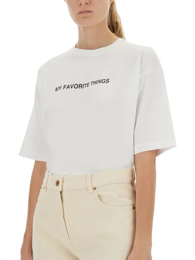 Aspesi Graphic Print Relaxed Fit Crew Neck Top In White