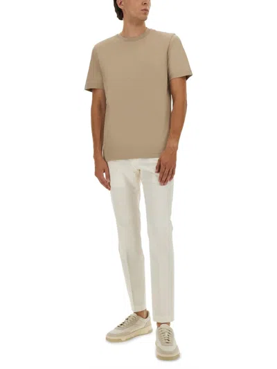 Hugo Boss Embossed-logo T-shirt In Neutral