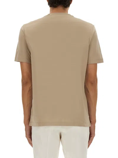 Hugo Boss Embossed-logo T-shirt In Neutral