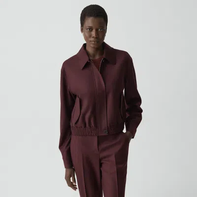 Theory Cropped Track Jacket In Sleek Flannel In Brown