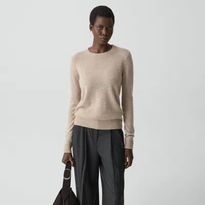 Theory Crewneck Sweater In Feather Cashmere In Brown