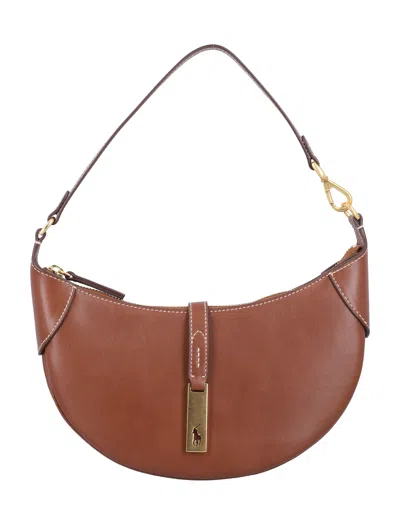 Polo Ralph Lauren Polo Id Calfskin Mini Shoulder Bag In Brown