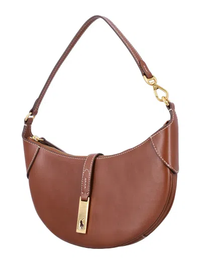 Polo Ralph Lauren Polo Id Calfskin Mini Shoulder Bag In Brown
