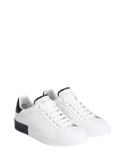 Dolce & Gabbana Leather-paneled Sneakers In White