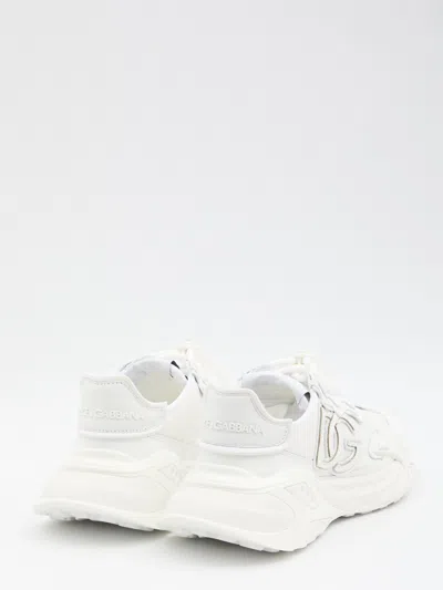 Dolce & Gabbana Women White Low Top Sneakers With Logo Lettering On Tongue And Heel In Tech Fabric W In White