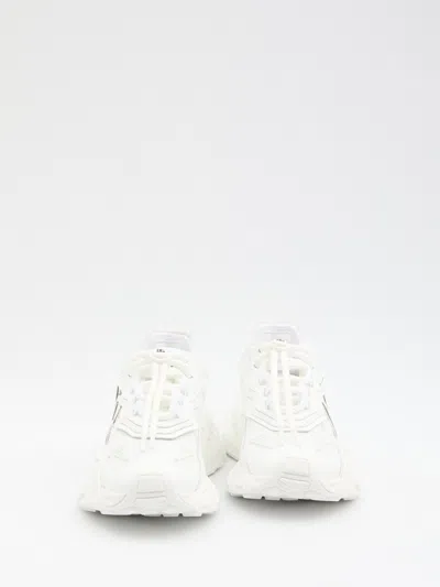 Dolce & Gabbana Women White Low Top Sneakers With Logo Lettering On Tongue And Heel In Tech Fabric W In White
