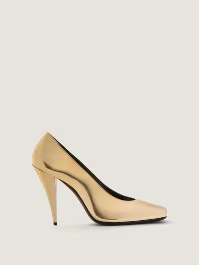 Givenchy Sliced Square Pumps In Mirror Effect Leather In Gold
