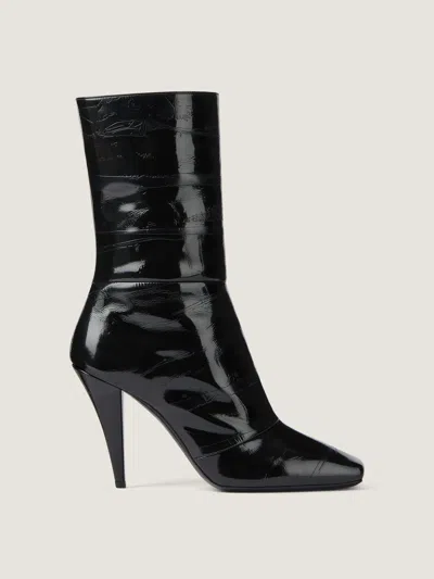 Givenchy Sliced Square Ankle Boots In Shiny Leather In Black