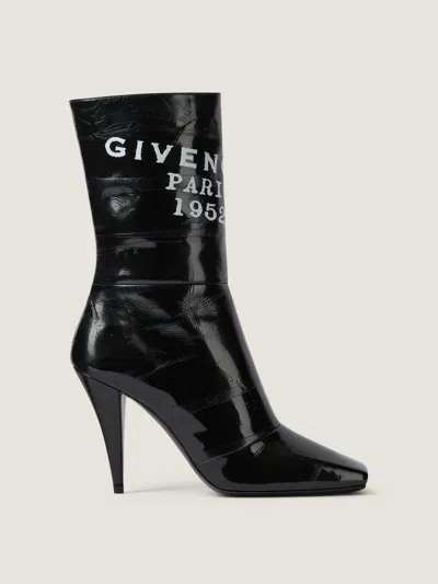Givenchy Sliced Square Patent Leather Ankle Boots In Black