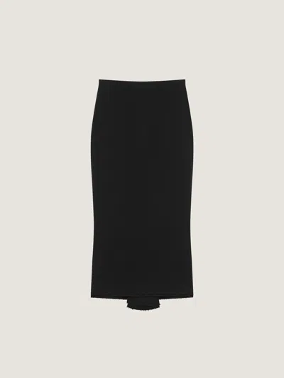 Givenchy Midi Kickback Skirt In Wool In Black