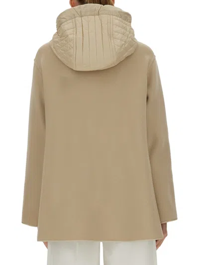 Fay Two-material Wool And Cashmere Caban Coat In Brown