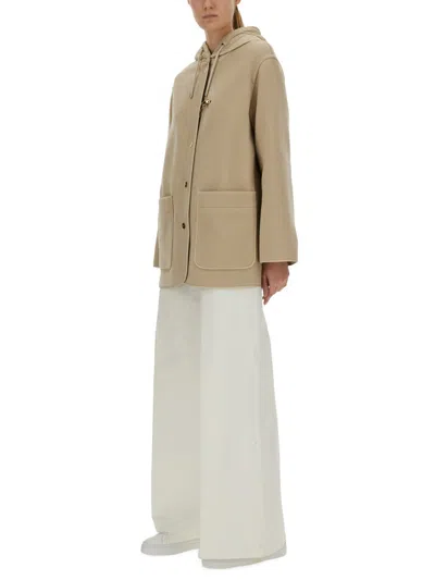 Fay Two-material Wool And Cashmere Caban Coat In Brown