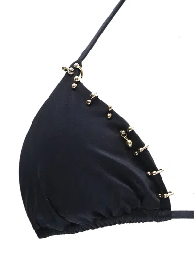 Miss Bikini Blue Triangle Bikini With Metallic Accents In Black
