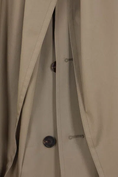 Balenciaga Beige Double-breasted Cotton Trench Coat In Brown