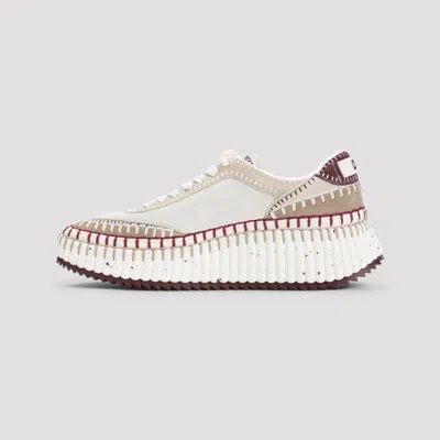 Chloé Nama Textured-sole Lace-up Sneakers In Neutral