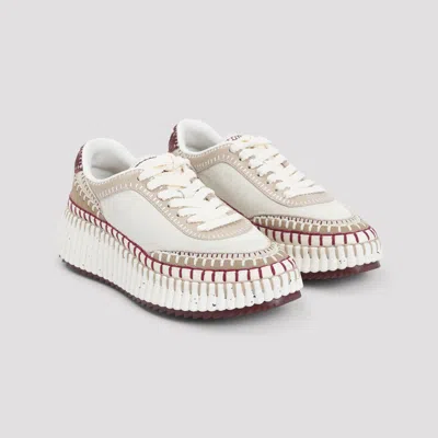 Chloé Nama Textured-sole Lace-up Sneakers In Neutral