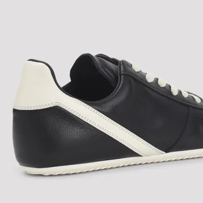 Rick Owens Black Low-top Sneakers With Contrasting Details In Leather Man In Black