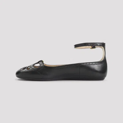 Chloé Misty Laser-cut Leather Ballet Flats In Black