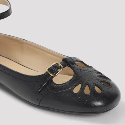 Chloé Misty Laser-cut Leather Ballet Flats In Black
