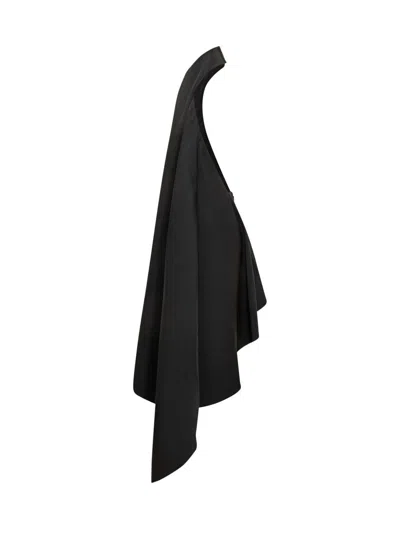 Givenchy Asymmetric Draped Wool Cocktail Dress In Black