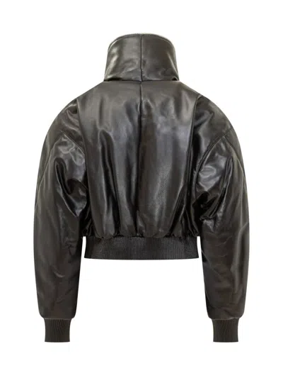 Givenchy Black Leather Bomber Jacket In Black