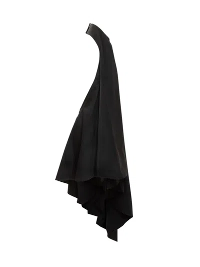 Givenchy Asymmetric Draped Wool Cocktail Dress In Black